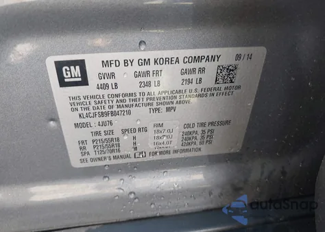 2015 Buick Encore Convenience from USA, damaged, VIN KL4CJFSB9FB047210